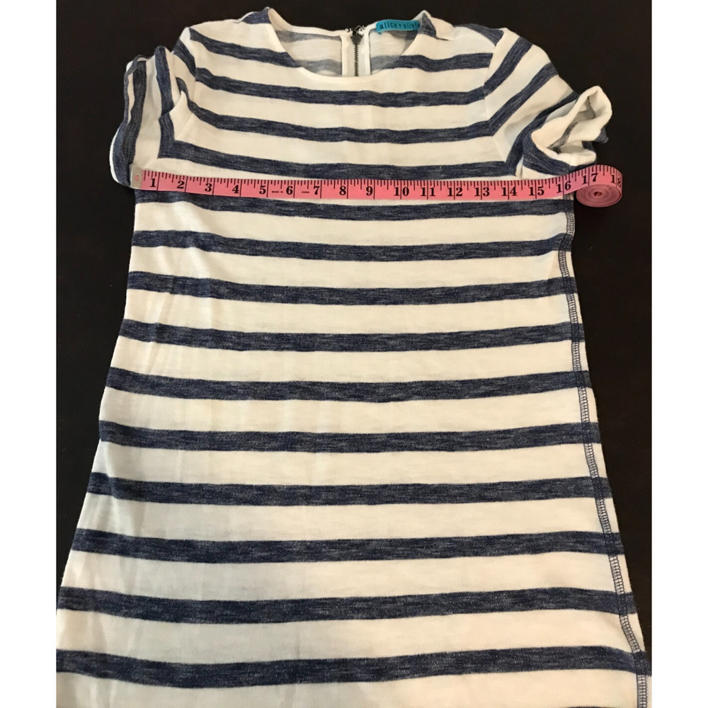 Alice + Olivia Blue White Striped Mini Dress Rolled Sleeve Cotton XS - Picture 5 of 9